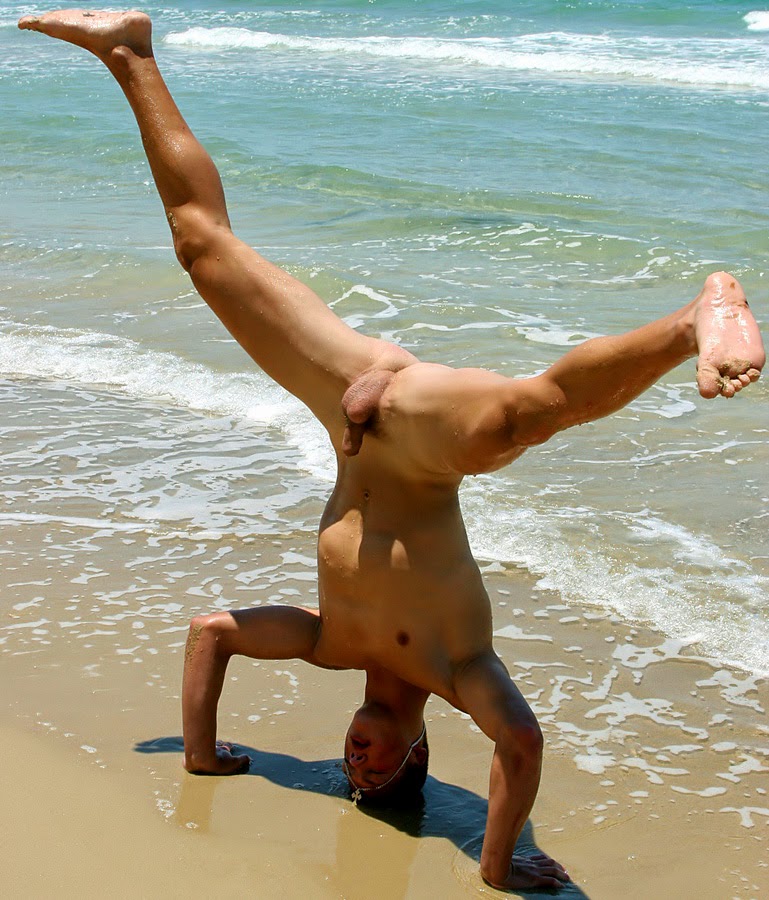 Naked handstand